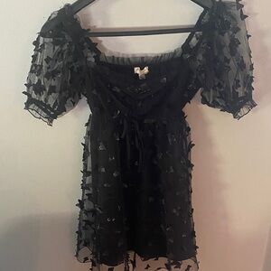 Black sheer butterflies dress